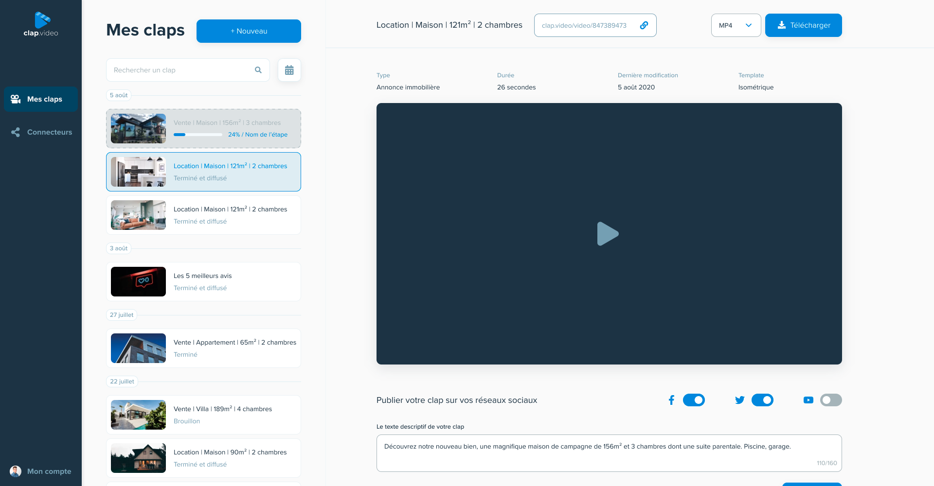 screenshot du manager de claps
